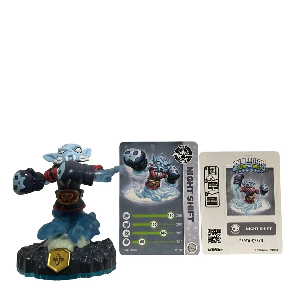 Skylanders Swap Force Night Shift Figure w/‎ Card + Sticker Swappable Magnetic